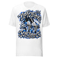 Air Jordan 5 Wolf Grey graffiti tee by Tiptoeing in My Jordans, front view