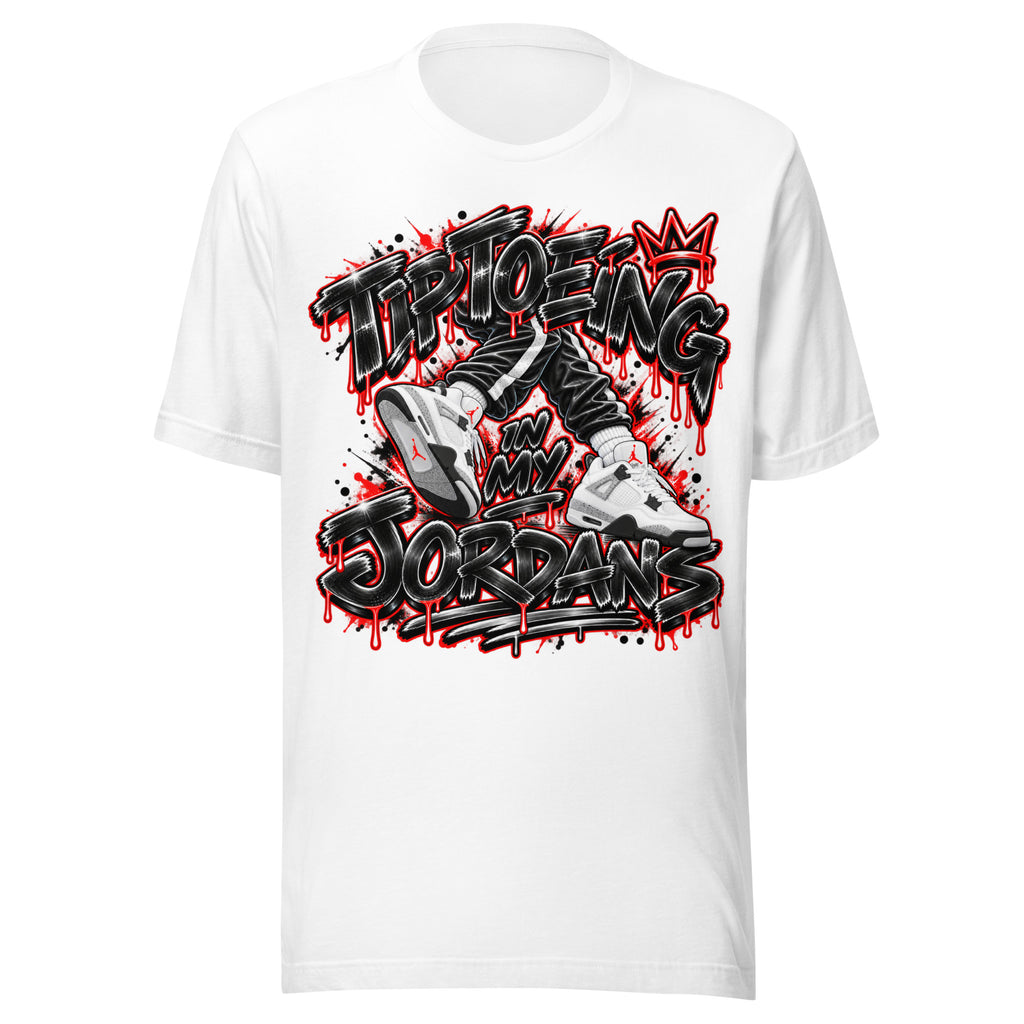 Air Jordan 4 graffiti tee by Tiptoeing in My Jordans, front view