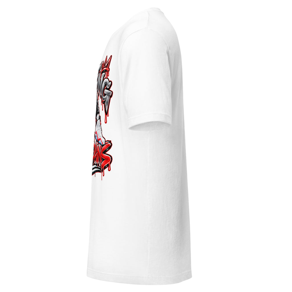 Air Jordan 6 White Infrared graffiti tee by Tiptoeing in My Jordans, left side view